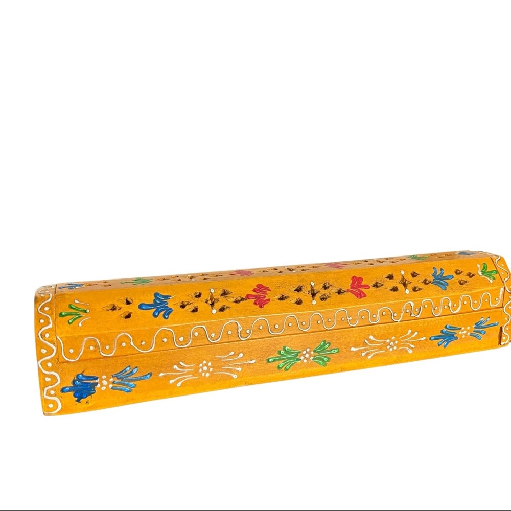 Handcrafted Orange Embroidered Coffin Incense Burner Box
